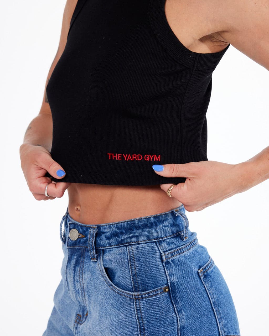 WORLDWIDE RIB CROP TANK - BLACK.